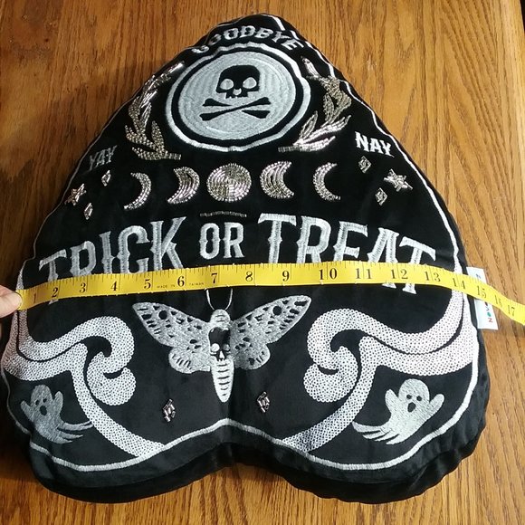 NWT Black Velvet Goth Boho Oija Embellished Pillow - Picture 12 of 16